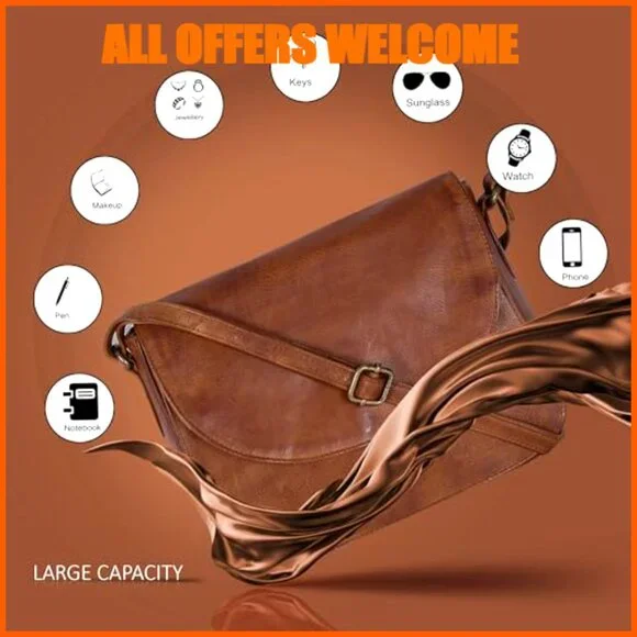 Genuine Leather Crossbody Purse with Adjustable Strap and Mobile Pocket